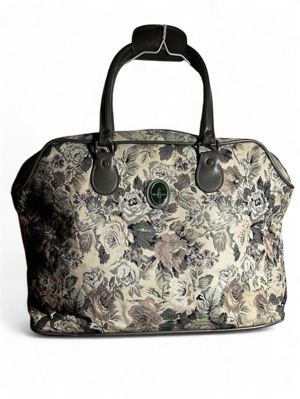 Vintage Atlantic Luggage Floral Tapestry Carry On Bag Weekender Duffel Seahorse